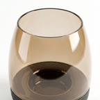 Hurricane Table Candle Stand | Wooden | Brown Glass - Black Base 15x15x18cm (Small)