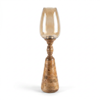 Hurricane Candle Stand (Medium) | Wooden | Brown Glass 83x17.5x17.5cm