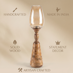 Hurricane Candle Stand (Medium) | Wooden | Brown Glass 83x17.5x17.5cm
