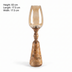 Hurricane Candle Stand (Medium) | Wooden | Brown Glass 83x17.5x17.5cm