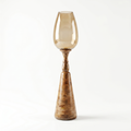 Hurricane Candle Stand (Large) | Wooden | Brown Glass 102x25x25cm