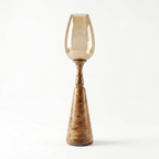 Hurricane Candle Stand (Large) | Wooden | Brown Glass 102x25x25cm