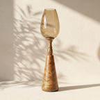 Hurricane Candle Stand (Large) | Wooden | Brown Glass 102x25x25cm