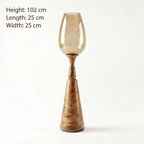 Hurricane Candle Stand (Large) | Wooden | Brown Glass 102x25x25cm