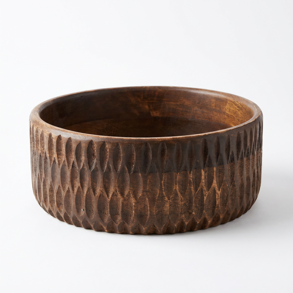 Hand-Carved Wooden Bowl | 10x10x4 inch