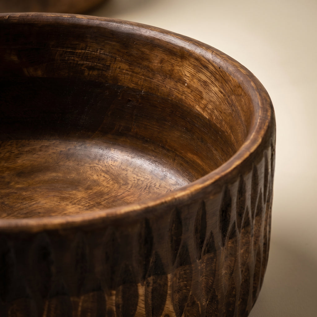 Hand-Carved Wooden Bowl | 10x10x4 inch