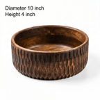 Hand-Carved Wooden Bowl | 10x10x4 inch