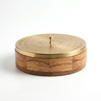 Geometric Design Premium Masala Dani | Wooden Base- Metal top | 9x9x3inch