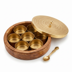 Geometric Design Premium Masala Dani | Wooden Base- Metal top | 9x9x3inch
