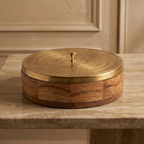 Geometric Design Premium Masala Dani | Wooden Base- Metal top | 9x9x3inch