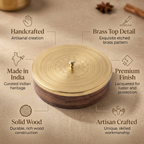 Geometric Design Premium Masala Dani | Wooden Base- Metal top | 9x9x3inch