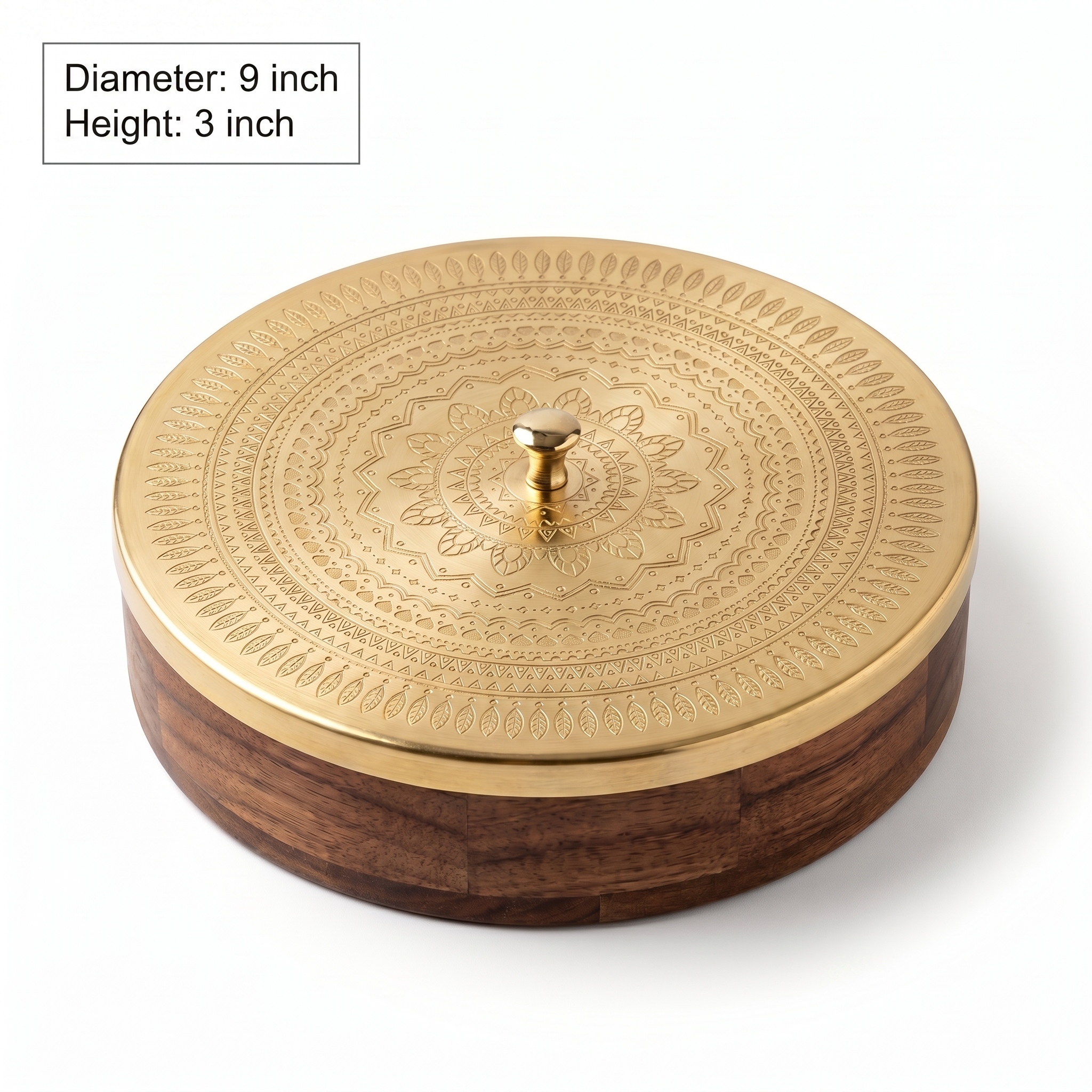 Geometric Design Premium Masala Dani | Wooden Base- Metal top | 9x9x3inch