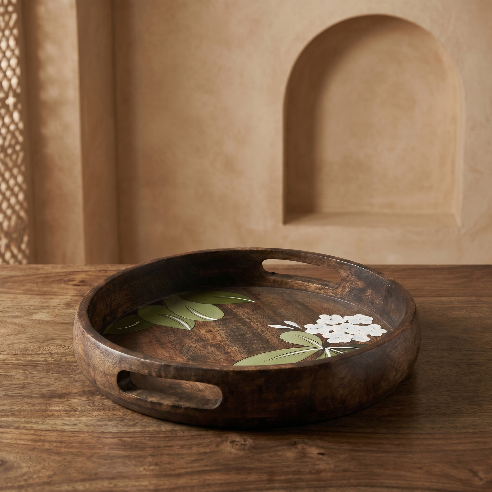 Handpainted Serving Wooden Tray | 29.5x29.5x5cm