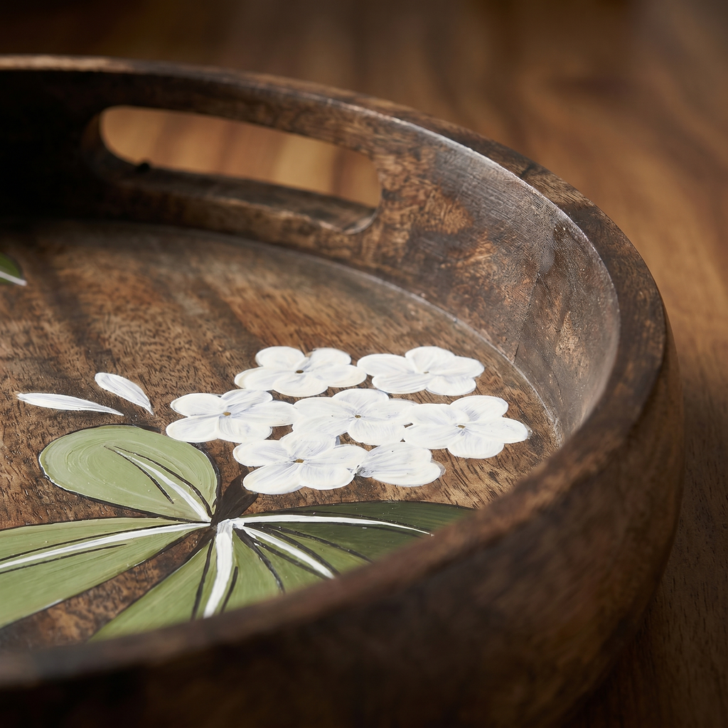 Handpainted Serving Wooden Tray | 29.5x29.5x5cm