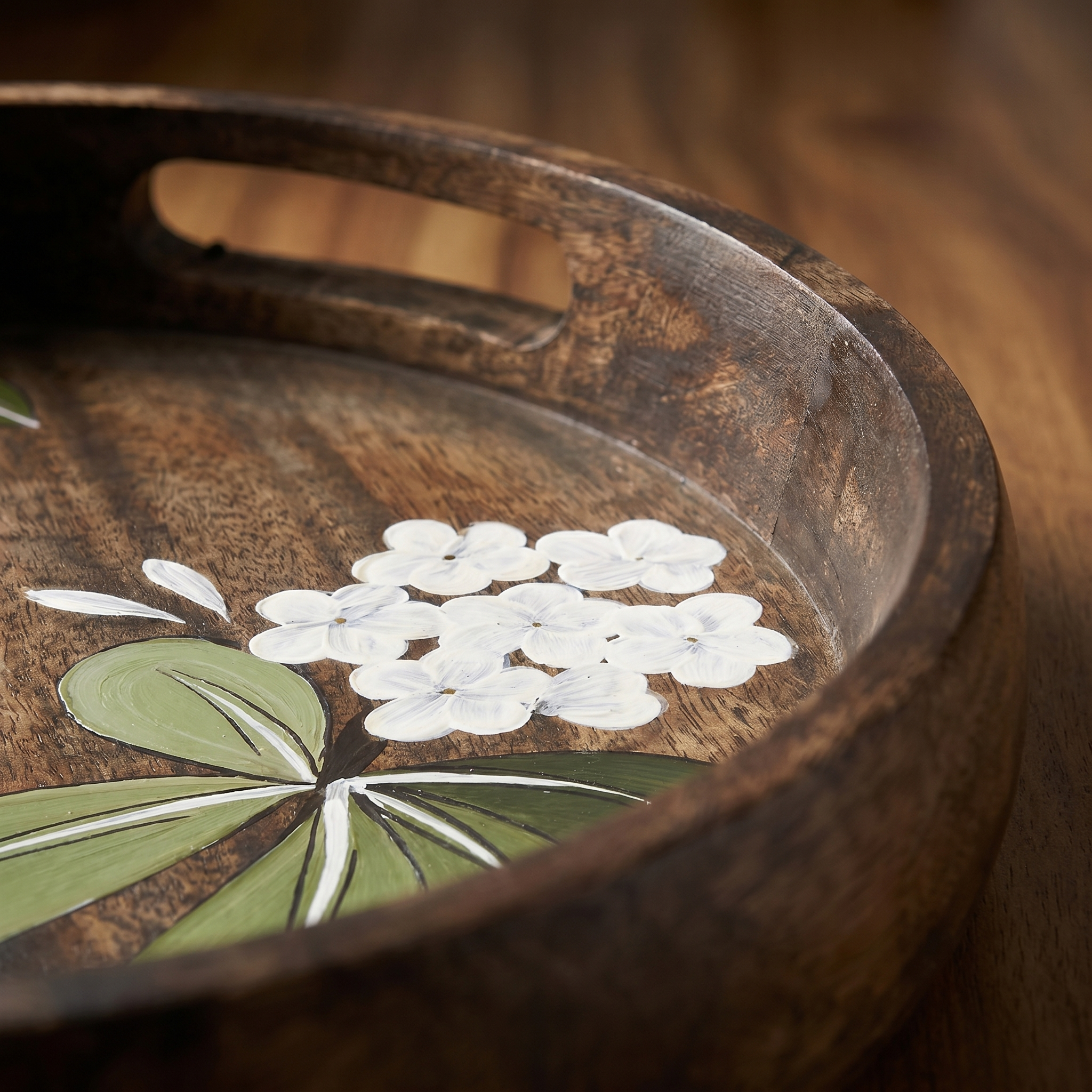 Handpainted Serving Wooden Tray | 29.5x29.5x5cm