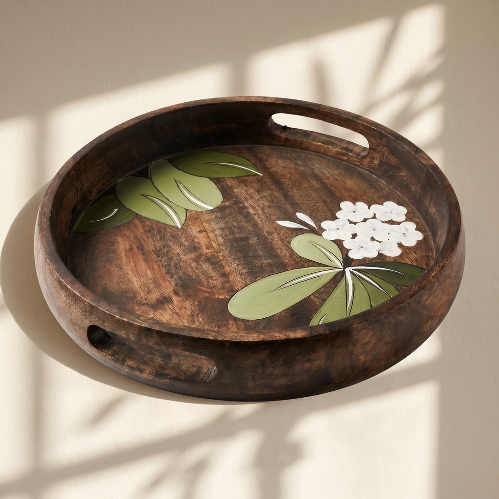 Handpainted Serving Wooden Tray | 29.5x29.5x5cm