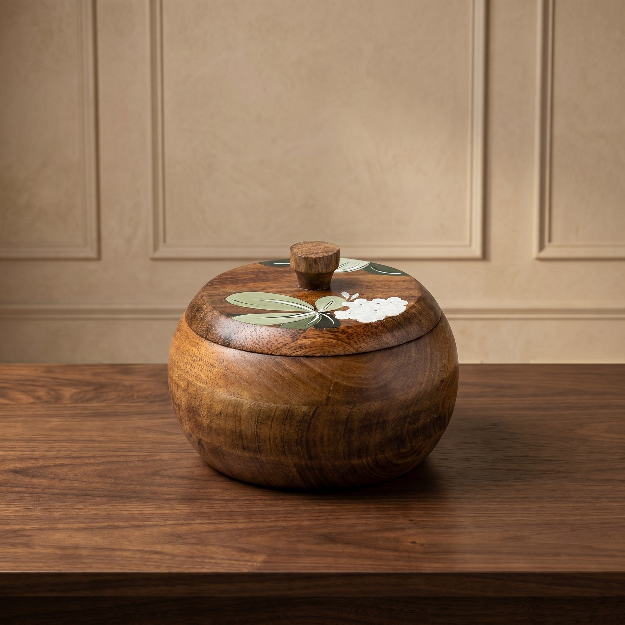 Handpainted Serving Wooden Roti Box | 21x21x12cm