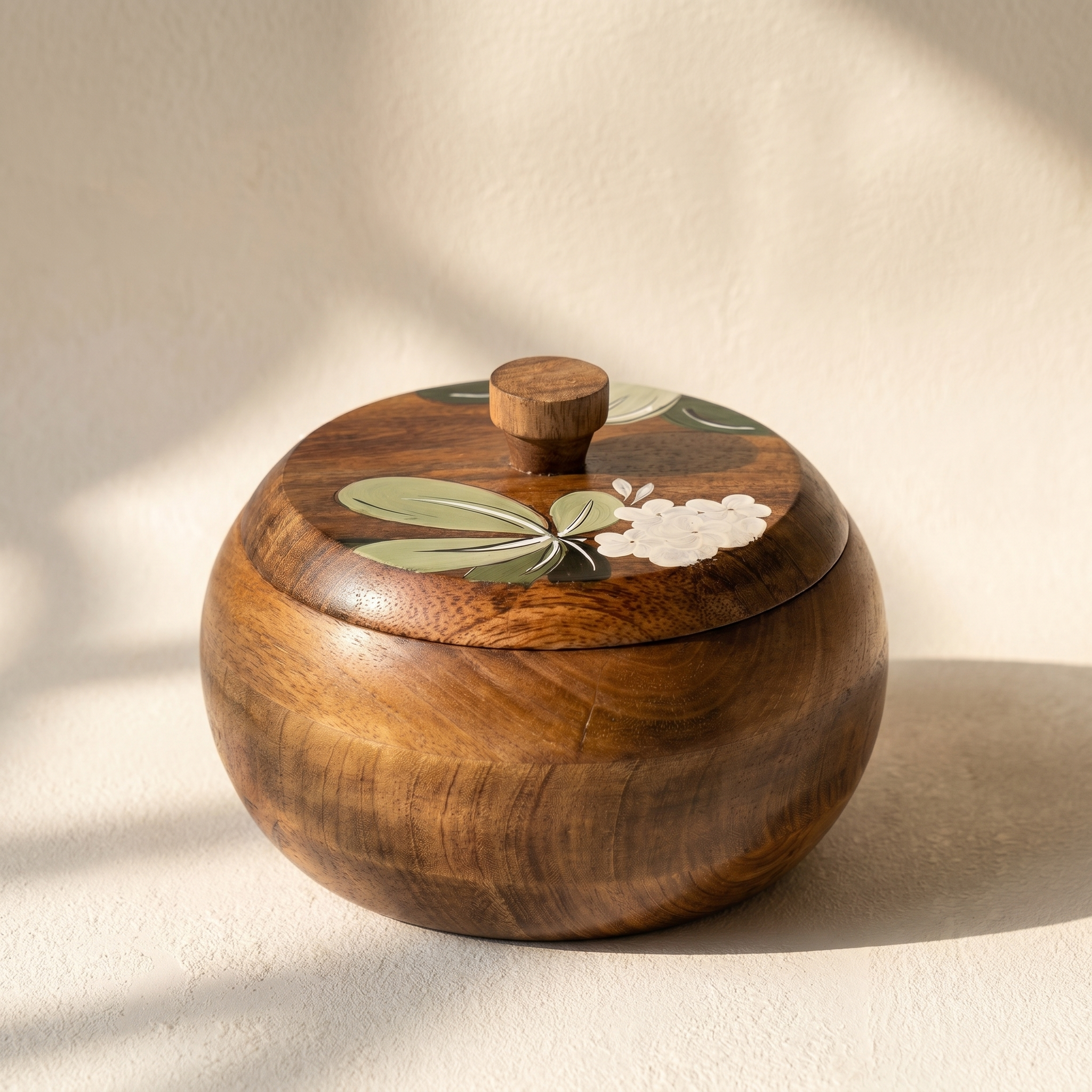 Handpainted Serving Wooden Roti Box | 21x21x12cm