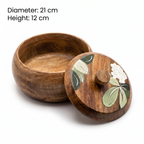 Handpainted Serving Wooden Roti Box | 21x21x12cm