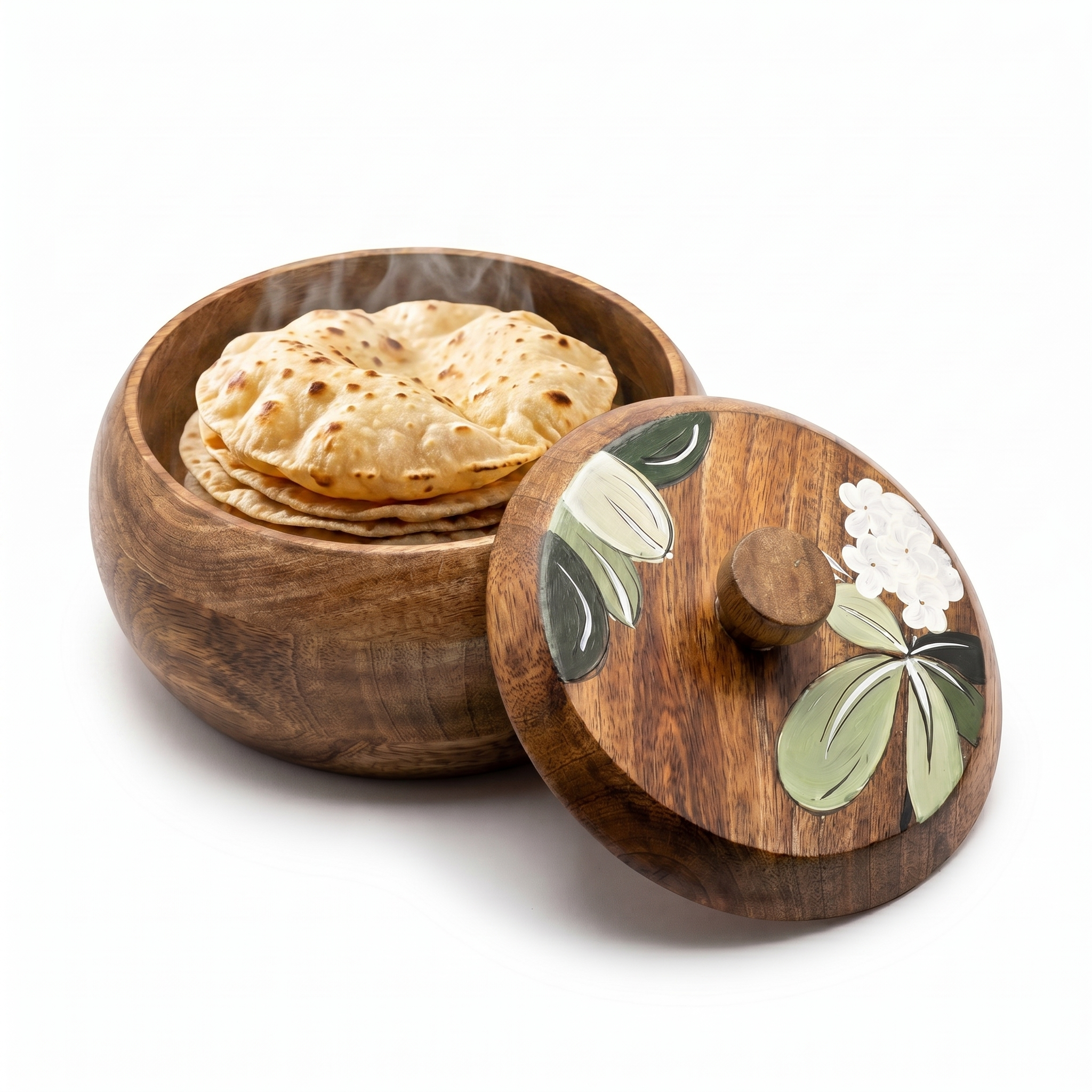 Handpainted Serving Wooden Roti Box | 21x21x12cm