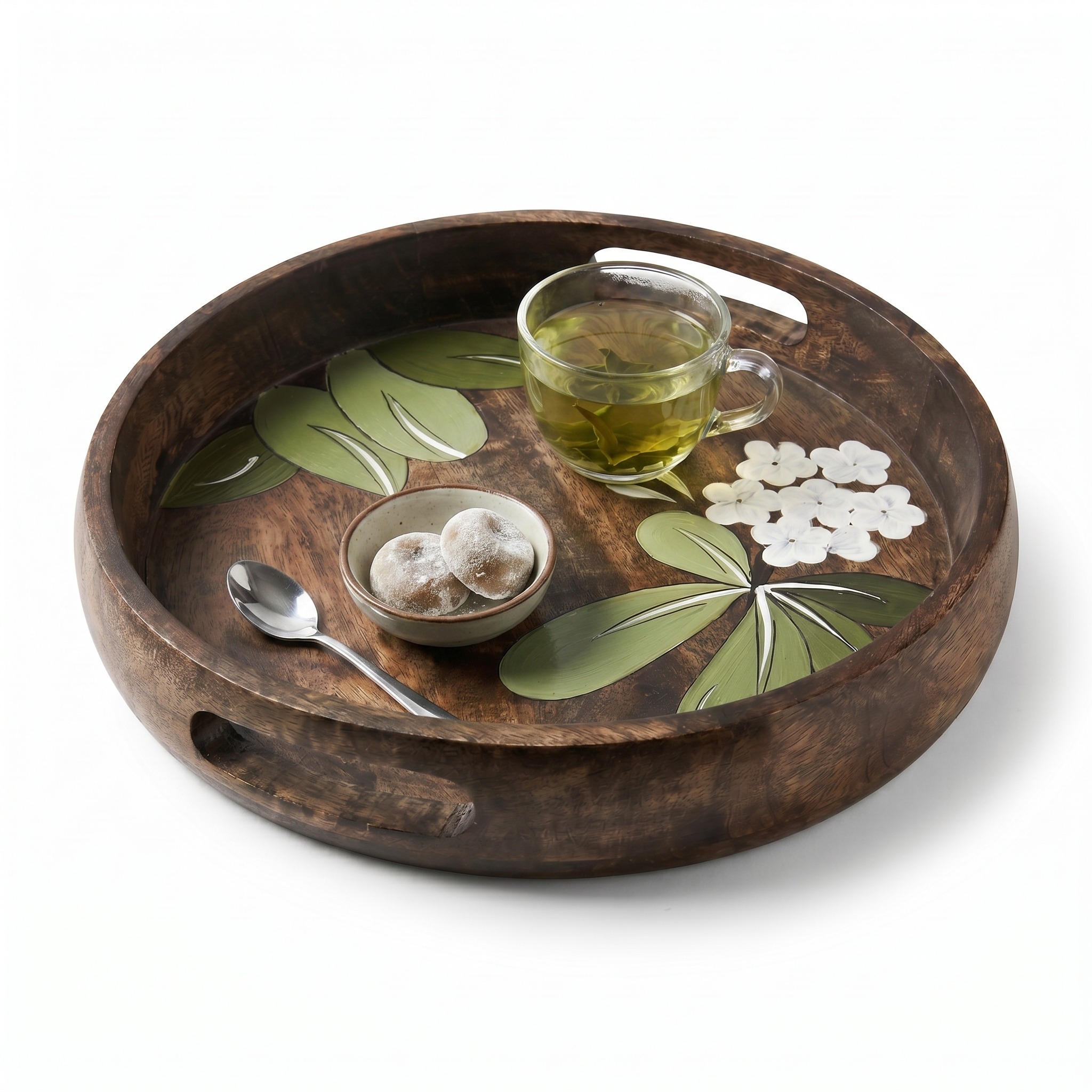 Handpainted Serving Wooden Tray | 29.5x29.5x5cm