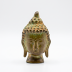 Brass Buddha Face | Distress Dark Green finish | 4 Inch