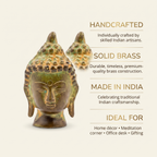 Brass Buddha Face | Distress Dark Green finish | 4 Inch