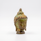Brass Buddha Face | Distress Dark Green finish | 4 Inch