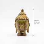 Brass Buddha Face | Distress Dark Green finish | 4 Inch
