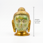 Brass Buddha Face | Distress Stone Green finish | 6 Inch