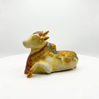 Brass Nandi | White Marble Finish| 8 Inch Length