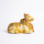 Brass Nandi | White Marble Finish| 8 Inch Length