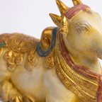 Brass Nandi | White Marble Finish| 8 Inch Length
