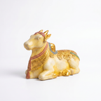 Brass Nandi | White Marble Finish| 8 Inch Length