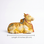 Brass Nandi | White Marble Finish| 8 Inch Length