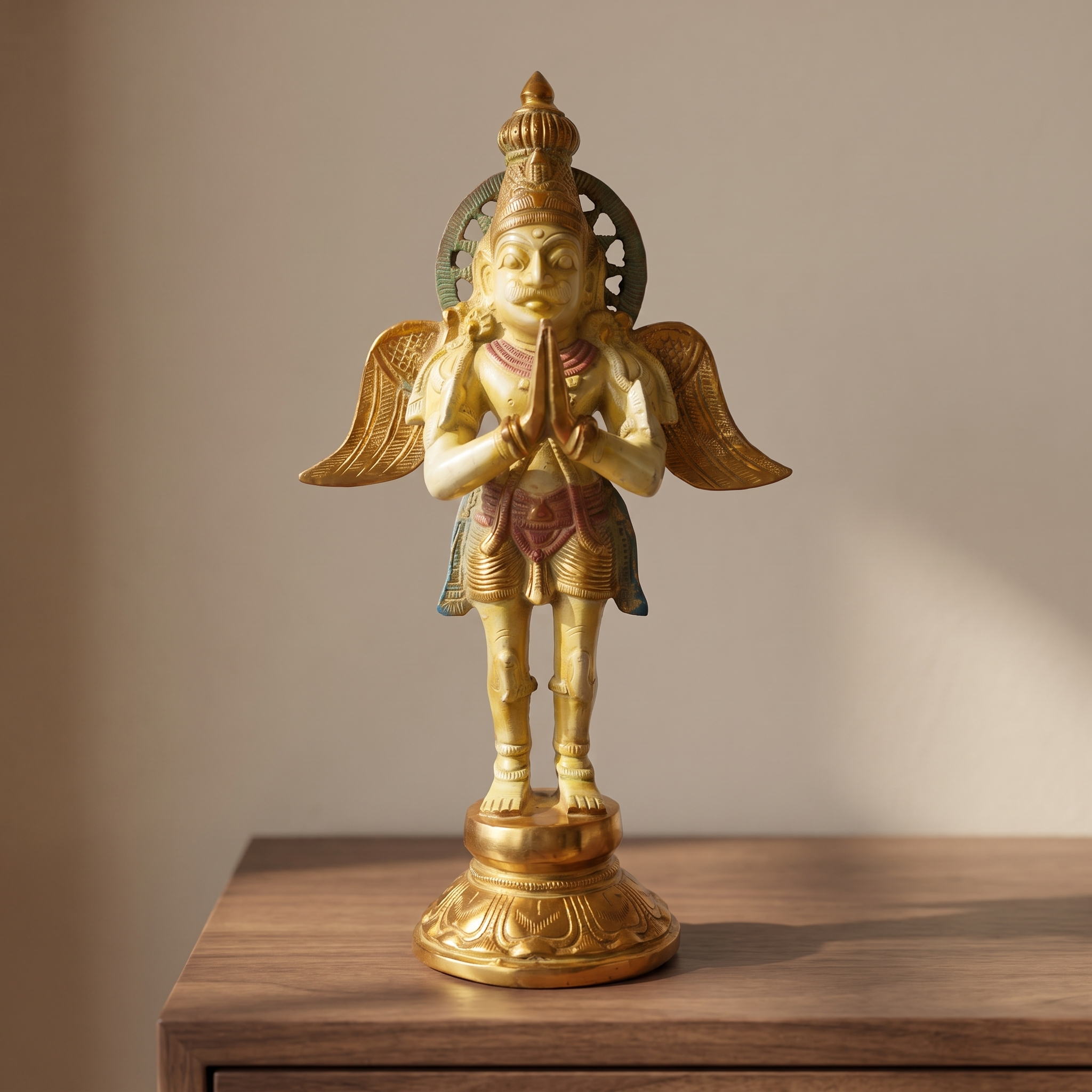 Brass Garuda | White Marble Finish | 11.5 Inch