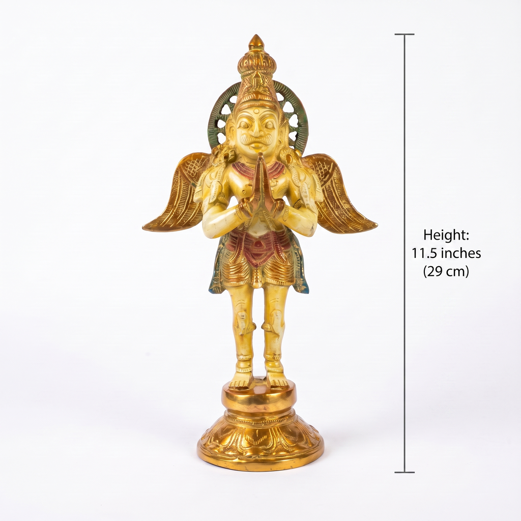 Brass Garuda | White Marble Finish | 11.5 Inch
