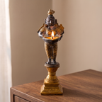 Brass Standing Diya | Dark Blue Finish | 6 Inch