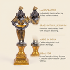 Brass Standing Diya | Dark Blue Finish | 6 Inch