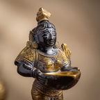 Brass Standing Diya | Dark Blue Finish | 6 Inch