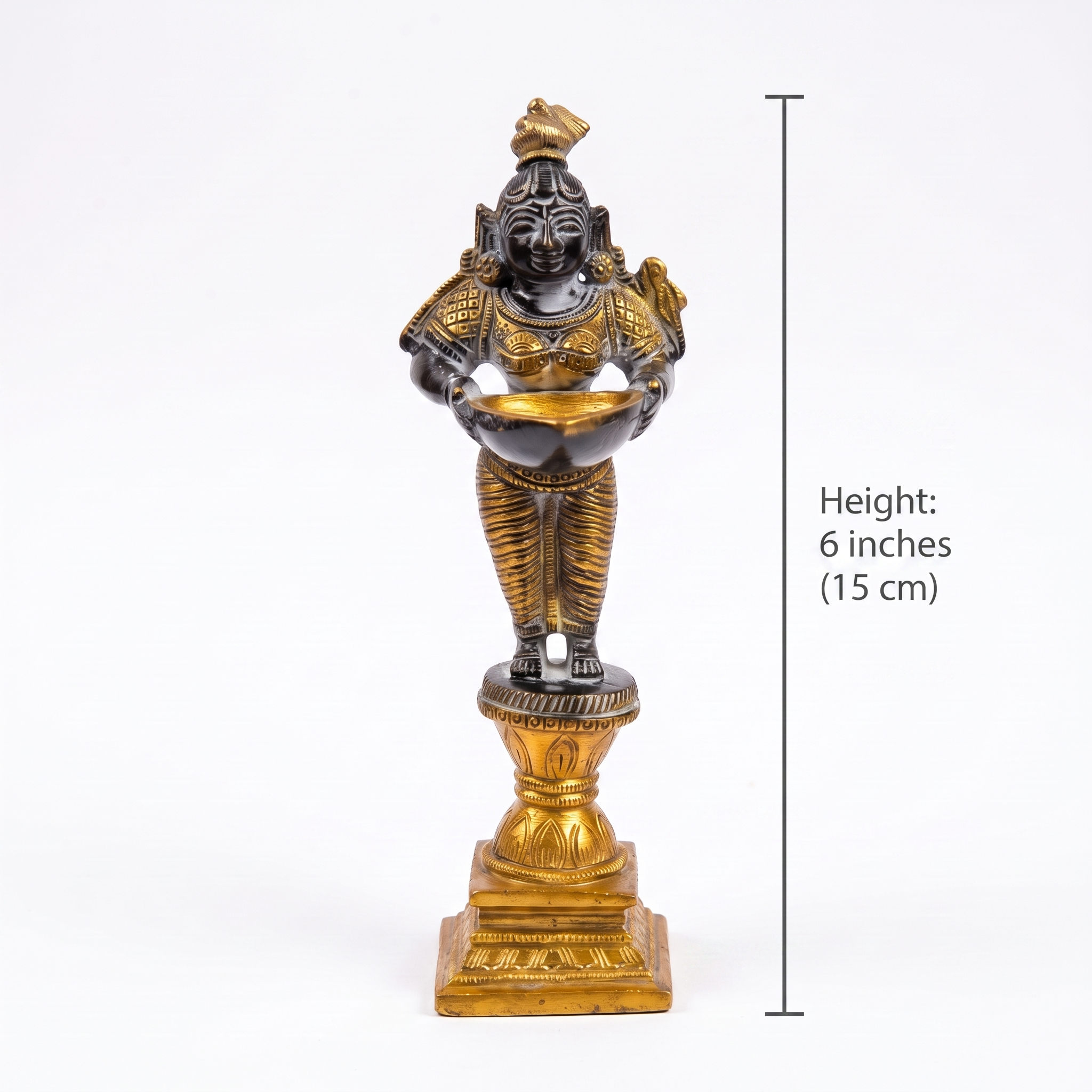 Brass Standing Diya | Dark Blue Finish | 6 Inch