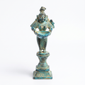 Brass Standing Diya | Light Blue Finish | 6 Inch