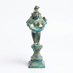 Brass Standing Diya | Light Blue Finish | 6 Inch