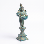 Brass Standing Diya | Light Blue Finish | 6 Inch