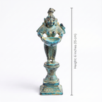 Brass Standing Diya | Light Blue Finish | 6 Inch