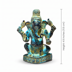 Brass Ganesha Idol | Blue Distress Finish | 4.5 Inch
