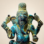 Brass Ganesha Idol | Blue Distress Finish | 4.5 Inch