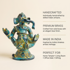 Brass Ganesha Idol | Blue Distress Finish | 5 Inch