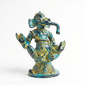 Brass Ganesha Idol | Blue Distress Finish | 5 Inch