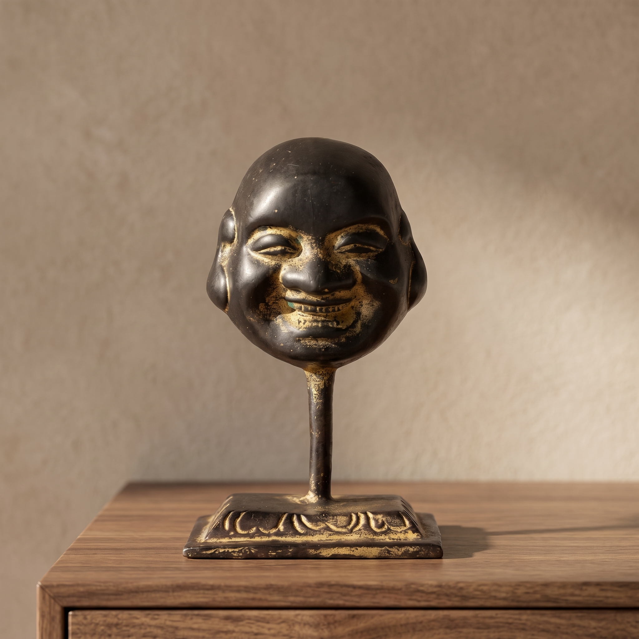 Brass Laughing Buddha (Small)| Black Finish | 3.5 Inch